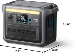 Portable Power Station, 1800W Rated Power, 2400W Peak Output, 1056Wh LiFePO4 Battery, Fast 58-Minute Full Charge, Solar Generator for Outdoor, Emergency and Backup Power