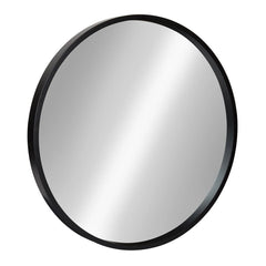 Round Wood Accent Wall Mirror, Modern Decorative Wooden Frame Mirror for Living Room, Bedroom and Entryway