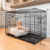 Cozy & Calming Puppy Cage Bed in Herringbone Tweed – Natural Herringbone, Without Personalization pour les activités extérieures