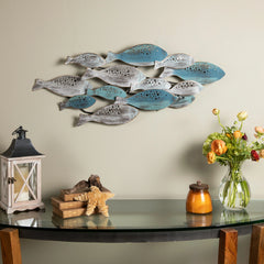 Modern Coastal Metal Wall Art, Decorative Fish Wall Sculpture for Living Room, Bedroom and Home Decoration
