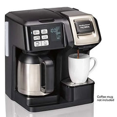Programmable Thermal Coffee Maker, Single Serve and Full Pot, Compatible with Pods or Grounds, Black and Stainless