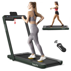 2-in-1 Folding Electric Treadmill, 2.25 HP, Under-Desk, with Dual Display and Smart App Control
