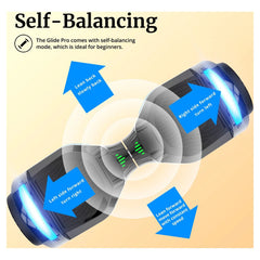 Bluetooth Self-Balancing Hoverboard, 6.5-Inch Wheels, 7-Color Lights, 44-176 Lb. Capacity, Silver