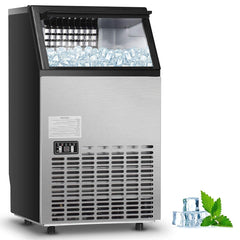Commercial Built-in Ice Maker – Stainless Steel, 33LBS Storage Capacity with Ice Shovel