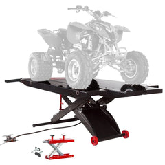 ATV Lift Table and Center Jack, Heavy-Duty Hydraulic Motorcycle and ATV Lift Stand, Adjustable Service Lift Platform