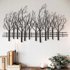 Black Metal Tree Wall Decor, Modern Forest Design Wall Art Sculpture for Living Room, Bedroom and Home Decoration