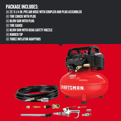 6 Gallon Pancake Air Compressor, Oil-Free Portable Compressor Kit for Garage, Workshop and DIY Projects