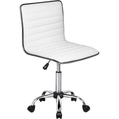 Adjustable Mid-Back Armless Swivel Office Chair, Ribbed Task and Vanity Chair for Small Spaces