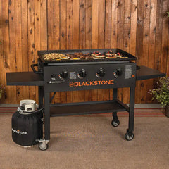 36-Inch 4-Burner Griddle Cooking Station with Side Shelves
