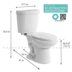 2-Piece 1.28 GPF High-Efficiency Single-Flush Elongated Toilet, White