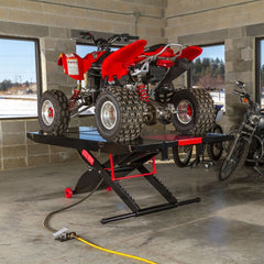 ATV Lift Table and Center Jack, Heavy-Duty Hydraulic Motorcycle and ATV Lift Stand, Adjustable Service Lift Platform