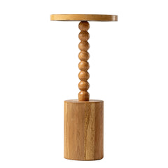 Wood Pedestal End Table, Round Martini Drink Table for Small Spaces, Living Room and Bedroom