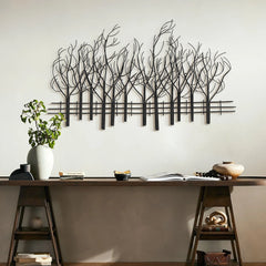 Black Metal Tree Wall Decor, Modern Forest Design Wall Art Sculpture for Living Room, Bedroom and Home Decoration