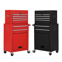 2-Piece 6-Drawer Rolling Tool Chest – Toolbox Set of 2