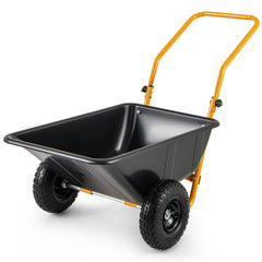 Dual-Wheel Wheelbarrow – Heavy-Duty Garden Cart with Pneumatic Tires, 330LBS Capacity