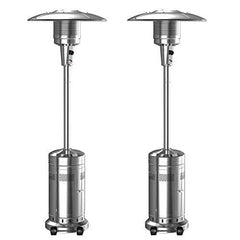 2-Pack 48,000 BTU Propane Patio Heaters with Wheels, Stainless Steel, Silver