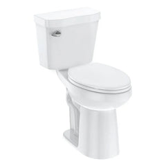 Two-Piece Elongated Toilet with Soft-Close Seat, 1.28 GPF Siphonic Flush, Universal Height, Cotton White