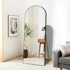 64x21 Full Length Floor Mirror, Large Full Body Aluminum Alloy Frame Standing Mirror with Stand and Wall Mount Option