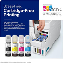 Wireless All-in-One Inkjet Printer, Cartridge-Free, Scanner, Copier, Fax, ADF, Ethernet, White