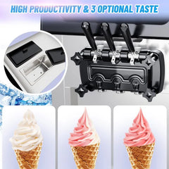 2200W 3-Flavor Soft Serve Ice Cream Machine, 5.3–7.4 Gal/Hr, LCD Touch Screen, Automatic Cleaning