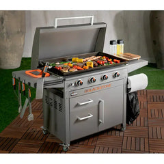 36" 4-Burner Propane Griddle Station – 768 sq in Cooking Surface with Hood & Cabinet