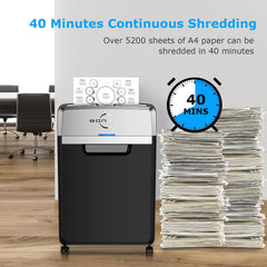 24-Sheet Cross-Cut Paper Shredder, 40-Min Continuous Run Time, 9-Gallon Basket, P-4 Security