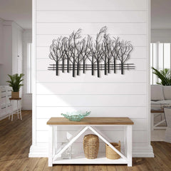 Black Metal Tree Wall Decor, Modern Forest Design Wall Art Sculpture for Living Room, Bedroom and Home Decoration