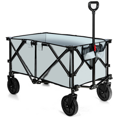 Collapsible Folding Utility Wagon Cart with Universal Wheels, Adjustable Handle and Cover Bag