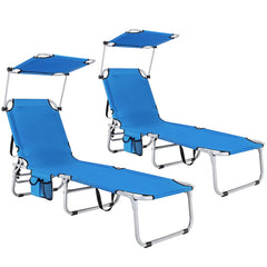 Folding Lounge Chair with Canopy – Shade Chair with Storage Pocket