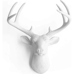 White Deer Head Wall Decor, Modern Decorative Animal Head Sculpture for Living Room, Bedroom and Home Decoration