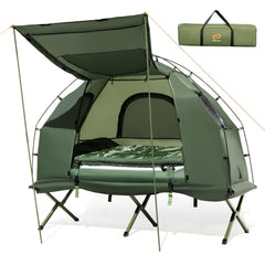 5-in-1 Camping Tent Cot with Air Mattress, Pillow, Sleeping Bag, Waterproof Elevated Folding Bed