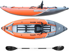 Inflatable Tandem Whitewater Kayak with High-Pressure Floor, EVA Padded High-Back Seats, Paddles and Pump