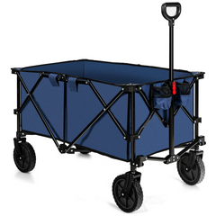 Collapsible Folding Utility Wagon Cart with Universal Wheels, Adjustable Handle and Cover Bag