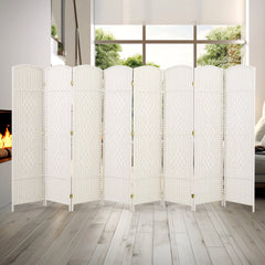 6 FT Tall Woven Fiber Room Divider, Freestanding Folding Privacy Screen