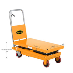 Hydraulic Lift Table Cart 770 lbs Capacity, 51" Max Height, Double Scissor Lift with Safety Guard & 4 Wheels
