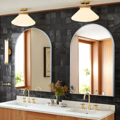 2 Pack 36x24 Inch Arched Bathroom Vanity Mirrors, Wall Mounted Decorative Mirrors for Bathroom and Bedroom