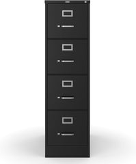4-Drawer Lockable File Cabinet, Black, 25-Inch D x 15-Inch W