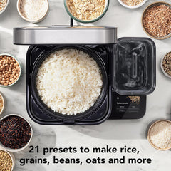 8-Cup Grain and Rice Cooker with Integrated Scale and Delayed Cook