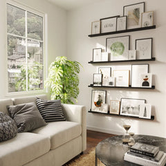Set of 4 Floating Wall Shelves, 46 Inch Picture Ledge Display Shelves for Photos, Artwork and Home Decor