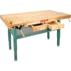 Heavy-Duty Oak Workbench with Steel Legs