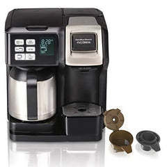 Programmable Thermal Coffee Maker, Single Serve and Full Pot, Compatible with Pods or Grounds, Black and Stainless