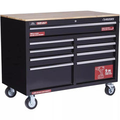46-Inch W x 24-Inch D 9-Drawer Deep Tool Chest Mobile Workbench, Gloss Black