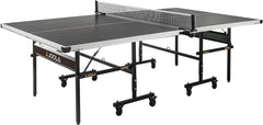 Indoor Ping Pong Table with MDF Surface, Quick-Clamp Net Set, Foldable Design and Single-Player Playback Mode