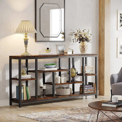 70.9 Inch Console Sofa Table with Storage, 3-Tier Entryway Table for Hallway