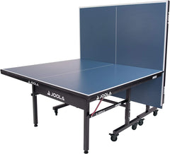 Indoor Ping Pong Table with MDF Surface, Quick-Clamp Net Set, Foldable Design and Single-Player Playback Mode