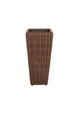 All-Weather Wicker Planter Set with Liners, Outdoor Decorative Garden Plant Pots for Patio, Deck & Balcony