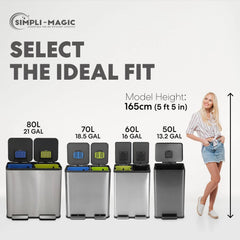 13.2 Gallon Step Trash Can, Hands-Free Kitchen Garbage Bin with Odor Control