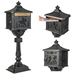 Cast Aluminum Mailbox with Post – Rustproof Weather-Resistant Mailbox Set