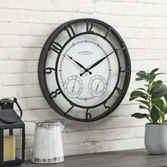 18" Bronze-Tone Outdoor Wall Clock, Weather-Resistant Plastic, Farmhouse Style