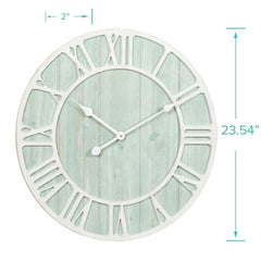 Green Blue Quartz Coastal Wall Clock, Decorative Nautical Wall Clock for Living Room, Bedroom and Home Decor